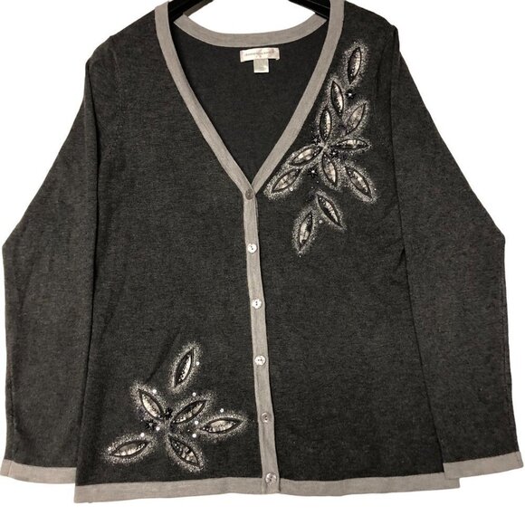 CHRISTOPHER‎ BANKS WOMEN GRAY CARDIGAN SWEATER  LG - Picture 4 of 6